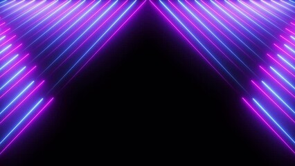 Neon glowing blue pink laser lines moving up abstract background seamless loop animation