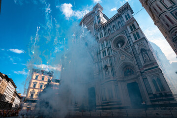 Wall Mural - Rockets From Brindellone Cart, Scoppio Del Carro, Florence Italy