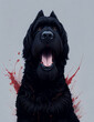 Black Russian Terrier Dog white background Splash Art 1