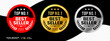 © hanara - Top number one best seller vector label in red gold and silver color. suitable for icon, logo, sticker, seal, badge, emblem, stamp, etc.