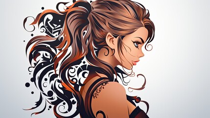 Wall Mural - girl with long hair