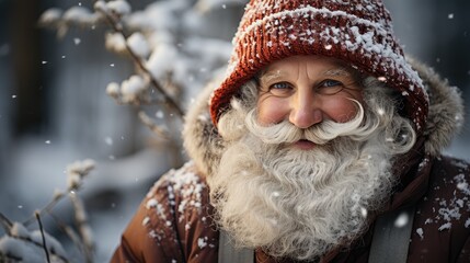 Sticker - portrait of a man wearing santa claus hat