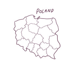  Hand Drawn Doodle Map Of Poland. Vector Illustration