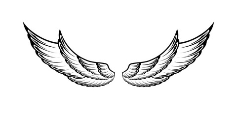 Wall Mural - vector angel wings tribal tattoo