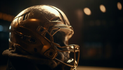 Canvas Print - Men sports helmet shines in night championship game generated by AI