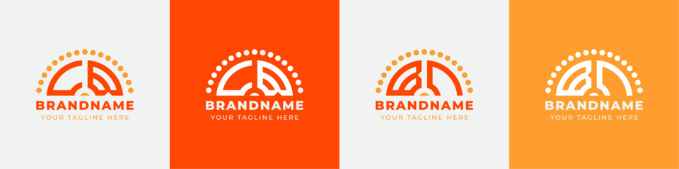 Letter BC and CB Sunrise  Logo Set, suitable for any business with BC or CB initials.