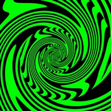 Trippy Hypnotic Abstract Green Black Spiral, Lime Green, Acid Toxic Green Cyber Goth Bold Colors Background Design Weird Geometric 2D Flat Colors Warped Spinning Vortex Trip