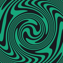 Trippy hypnotic abstract green black spiral, lime green, acid teal green cyber goth bold colors background design weird geometric 2D flat colors warped spinning vortex trip