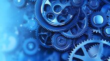 Blue Gears Technology Background Created With Generative AI
