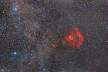 Wall Mural - soft focus. photo of a foggy object. space nebula surrounded by stars. many small stars all over the