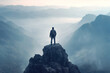 © Volodymyr - A happy man, a climber, on the top of a mountain. Generation of AI