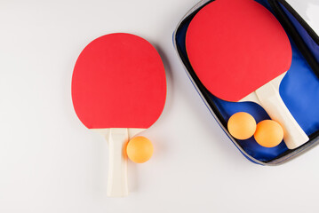 sports composition. Ping pong close up. rackets and ball for playing