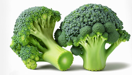 Wall Mural - Delicious fresh broccoli, isolated on white background