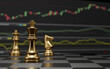 Gold Chess with investment ,financial market, emulation and planning concept, 3D render