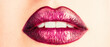© Yevhen - Purple lipstick. Perfect natural lip makeup. Close-up beautiful lips. Sexy plump lips nude lipstick
