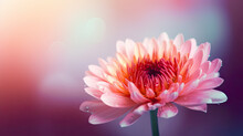 Pink Chrysanthemum Flower On Blurred Background. Soft Focus.