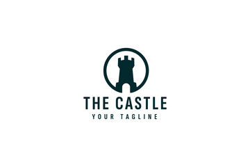 Sticker - Castle logo vector icon illustration