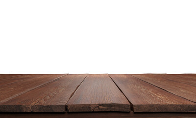 Wood table on transparent background. 