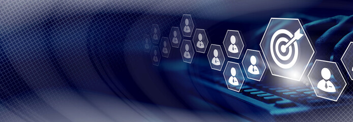  Corporate team building concept background. Target icon, business goals and  strategies.