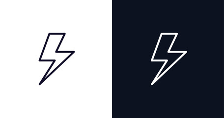 Poster - light bolt icon. Thin line light bolt icon from weather collection. Outline vector isolated on dark blue and white background. Editable light bolt symbol can be used web and mobile