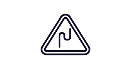Wall Mural - curves sign icon. thin line curves sign icon from traffic signs collection. outline vector isolated 