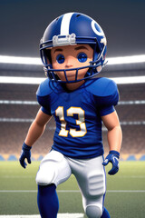 3d cartoon young american football in stadium background. Generative AI