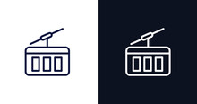 Funicular Icon. Thin Line Funicular Icon From Summer Collection. Outline Vector Isolated On Dark Blue And White Background. Editable Funicular Symbol Can Be Used Web And Mobile