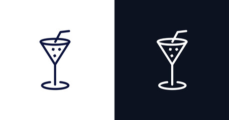 Wall Mural - refreshing cold drink icon. Thin line refreshing cold drink icon from summer collection. Outline vector isolated on dark blue and white background. Editable refreshing cold drink symbol