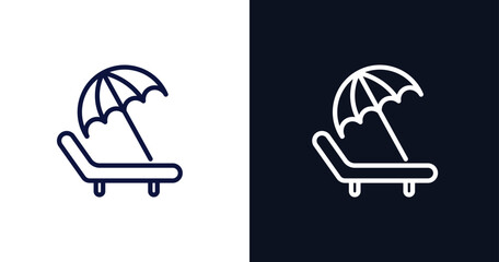 Sticker - beach chair icon. Thin line beach chair icon from summer collection. Outline vector isolated on dark blue and white background. Editable beach chair symbol can be used web and mobile