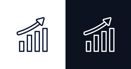 Poster - growth icon. Thin line growth icon from strategy collection. Outline vector isolated on dark blue and white background. Editable growth symbol can be used web and mobile