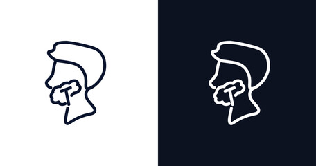 Canvas Print - man shaving icon. Thin line man shaving icon from people collection. Outline vector isolated on dark blue and white background. Editable man shaving symbol can be used web and mobile