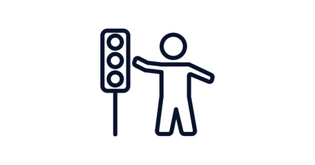 Poster - traffic hand signals icon. Thin line traffic hand signals icon from people collection. Outline vector isolated on white background. Editable traffic hand signals symbol