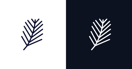 Sticker - pine needle icon. Thin line pine needle icon from nature collection. Outline vector isolated on dark blue and white background. Editable pine needle symbol can be used web and mobile