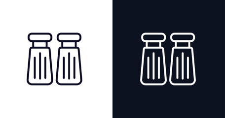 Wall Mural - salt and pepper icon. Thin line salt and pepper icon from kitchen collection. Outline vector isolated on dark blue and white background. Editable salt and pepper symbol can be used web and mobile