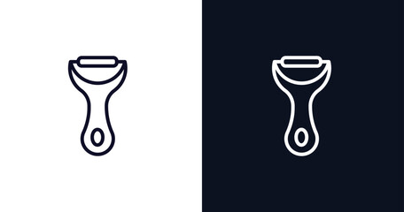 Wall Mural - peeler icon. Thin line peeler icon from kitchen collection. Outline vector isolated on dark blue and white background. Editable peeler symbol can be used web and mobile