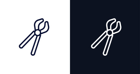 Sticker - clippers icon. Thin line clippers icon from construction collection. Outline vector isolated on dark blue and white background. Editable clippers symbol can be used web and mobile