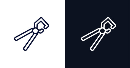 Sticker - big clippers icon. Thin line big clippers icon from construction collection. Outline vector isolated on dark blue and white background. Editable big clippers symbol can be used web and mobile