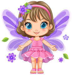 Wall Mural - cute fairy girl cartoon character vector