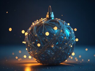 Futuristic Digital glowing Christmas ball, AI generated