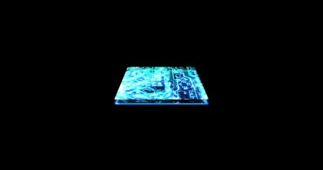 Leinwandbilder - Technology, digital and circuit board programming abstract on dark background for CPU or cybersecurity. Virtual, cloud computing and 3D neon light on motherboard for future ai, network or hologram