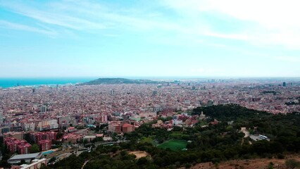 Wall Mural - Aerial cityscape view of Barcelona from Bunkers of Carmel on a sunny summer day in Barcelona Spain