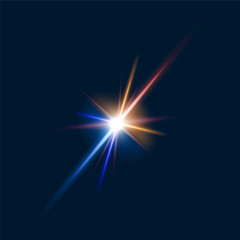 Wall Mural - sparkle flare and flash effect, glow light. isolated vector star, red and blue glint. sparkle glare,