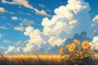Sunflower and summer blue sky, Generative AI