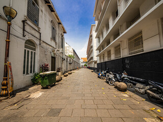 Jakarta, Indonesia (March 19, 2023): Old buildings from the historical heritage of Batavia which are located in the Kota Tua area, Jakarta.