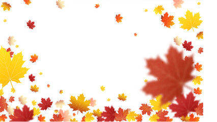 Wall Mural - autumn colored fall leaf texture on transparent background overlay. vector illustration