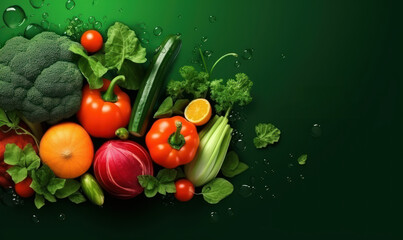 Organic Vegetable Advertising Background, Vegetarian Food for Healthy Nutrition. Generative Ai