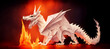 © DIVGRADCURL - illustrazione generative Ai con drago in carta stile origami e sfondo di fiamme e calore intenso
