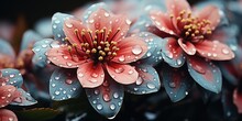 Rain-soaked Flower Glistens Under A Gray Sky, Its Droplets Capturing The Somber Mood  Generative Ai Digital Illustration