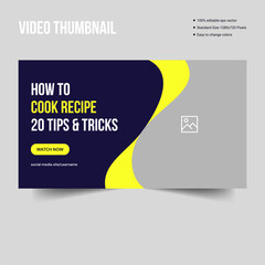Wall Mural - Trendy food recipe youtube thumbnail design, fully customizable vector eps file format