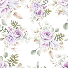 Wall Mural - Elegant watercolor floral seamless pattern